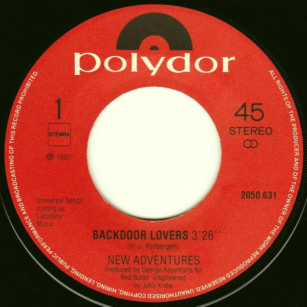 New Adventures : Backdoor Lovers (7", Single)