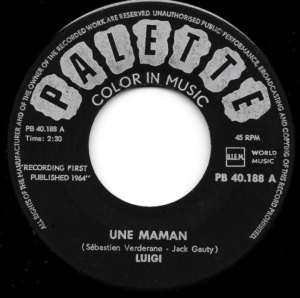 Luigi Verderame : Une Maman / Quand J'ai Acheté Ma Guitare (7", Single)