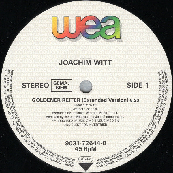 Joachim Witt : Goldener Reiter (12")