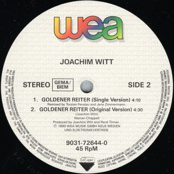 Joachim Witt : Goldener Reiter (12")