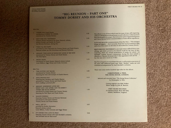 Tommy Dorsey And His Orchestra : Big Reunion Part One (LP)