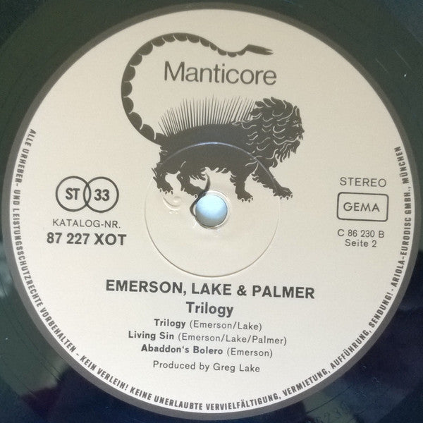 Emerson, Lake & Palmer : Trilogy (LP, Album, RE, RP, Non)