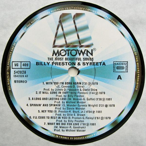 Billy Preston & Syreeta : The Most Beautiful Songs (LP, Comp)