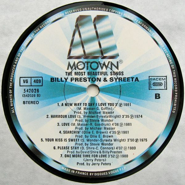 Billy Preston & Syreeta : The Most Beautiful Songs (LP, Comp)