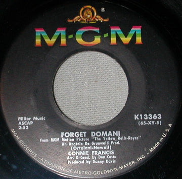 Connie Francis : Forget Domani / No One Ever Sends Me Roses (7", Single)