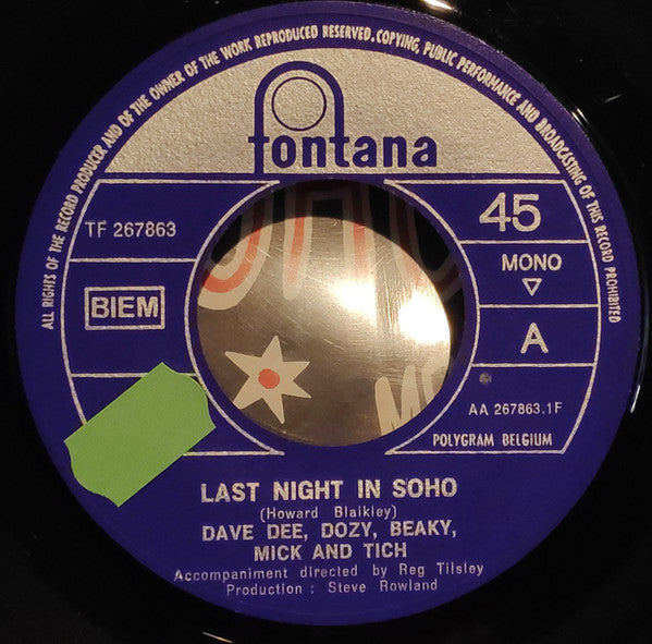 Dave Dee, Dozy, Beaky, Mick & Tich : Last Night In Soho (7", Single, Mono)