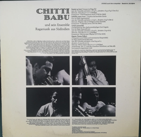 Chitti Babu Und Sein Ensemble* : Raga-Musik Aus Südindien (LP, Gat)