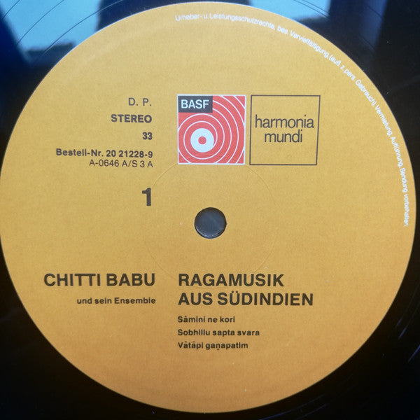 Chitti Babu Und Sein Ensemble* : Raga-Musik Aus Südindien (LP, Gat)