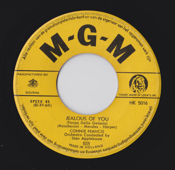 Connie Francis : Jealous Of You (7", Single)