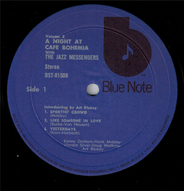 The Jazz Messengers* : At The Cafe Bohemia Volume 2 (LP, Album, RE, Ele)