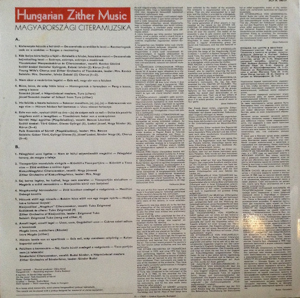 Various : Hungarian Zither Music / Magyarországi Citeramuzsika (LP)