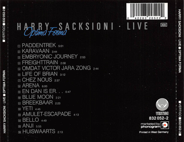 Harry Sacksioni : Live "Optima Forma" (CD, Album)