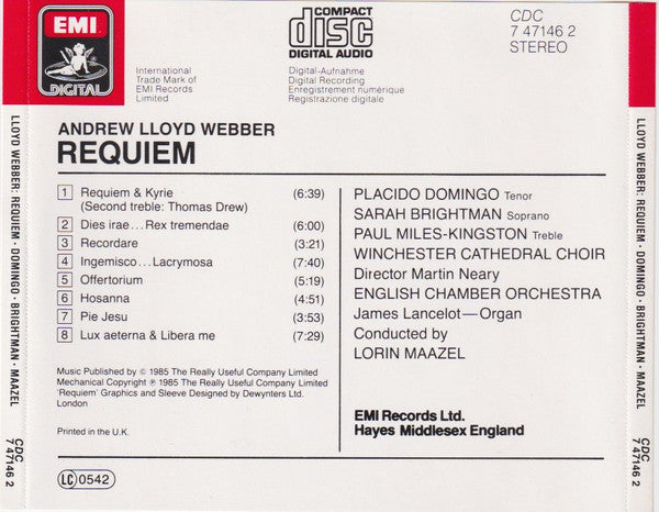 Andrew Lloyd Webber : Requiem (CD, Album)