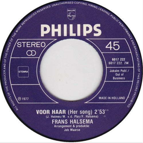 Frans Halsema : Ik - Jij / Voor Haar (7", Single)