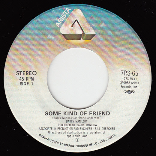 Barry Manilow : Some Kind Of Friend (7", Single)