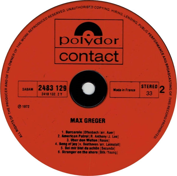 Max Greger : Max Greger (LP, Comp)