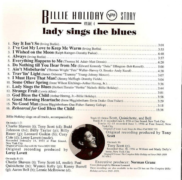 Billie Holiday : Lady Sings The Blues (CD, Comp)