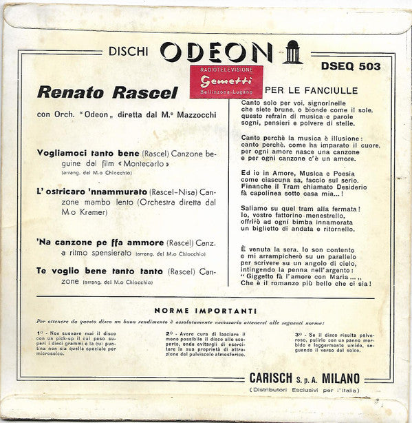 Renato Rascel : 4 Messaggi D'Amore (7", EP)