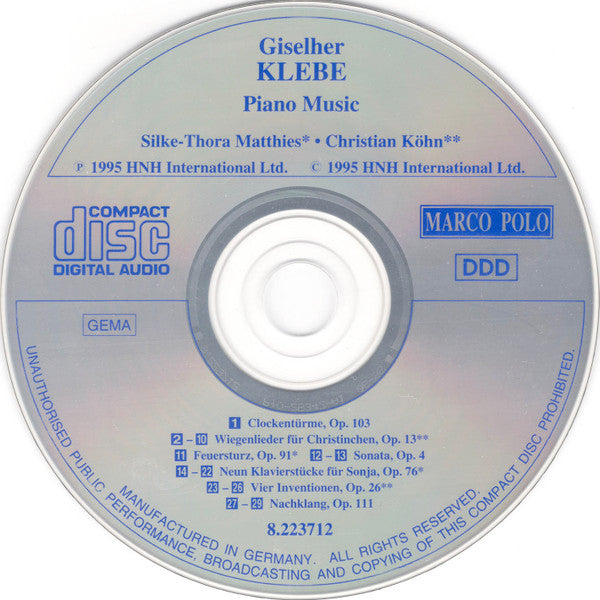 Giselher Klebe - Silke-Thora Matthies • Christian Köhn : Piano Music (CD, Album)