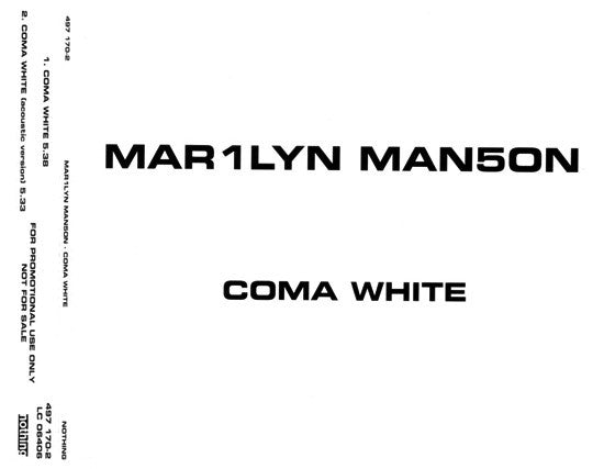 Marilyn Manson : Coma White (CD, Maxi, Promo)