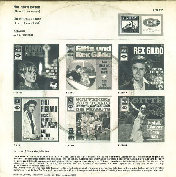 Adamo : Nur Noch Rosen (Quand Les Roses) / Ein Bisschen Herz (A Vot' Bon Coeur) (7", Single)