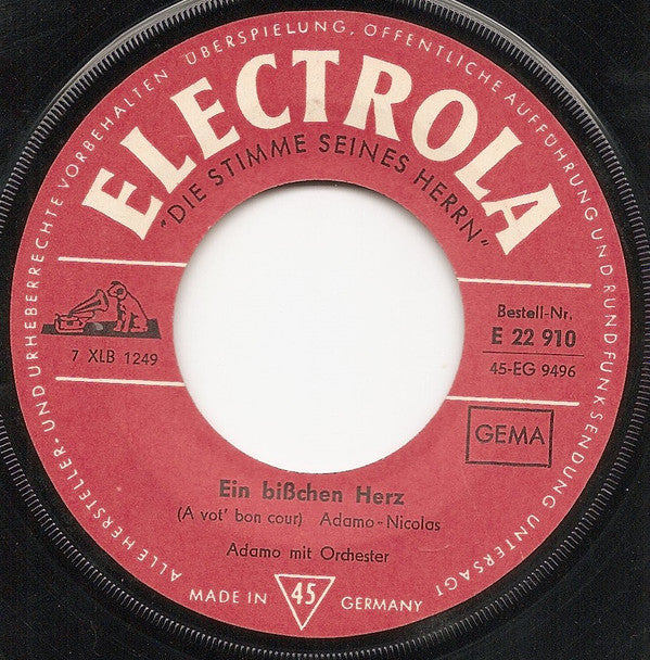 Adamo : Nur Noch Rosen (Quand Les Roses) / Ein Bisschen Herz (A Vot' Bon Coeur) (7", Single)