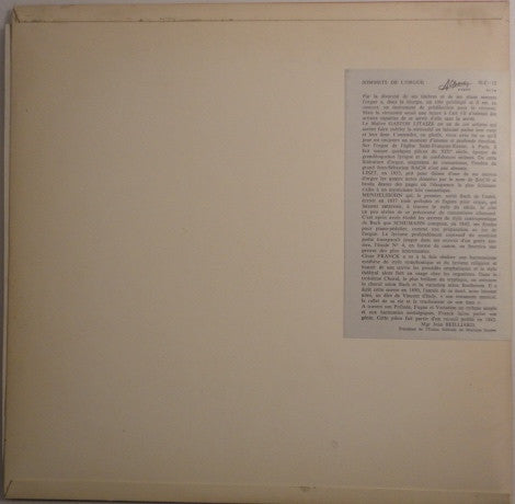 César Franck / Franz Liszt / Robert Schumann / Felix Mendelssohn-Bartholdy - Gaston Litaize : Les Sommets De L'Orgue (LP, Album)