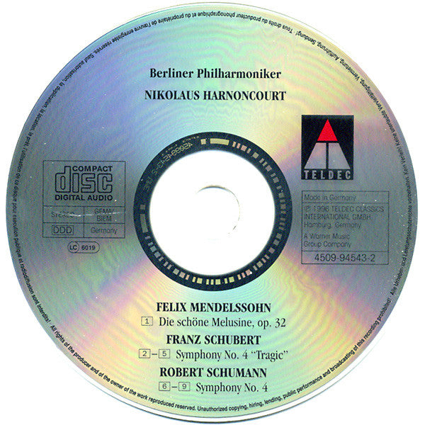 Franz Schubert, Robert Schumann - Berliner Philharmoniker, Nikolaus Harnoncourt : Symphony No.4 'Tragic', Symphony No.4 (CD)