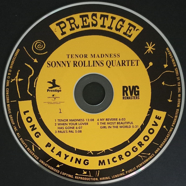 Sonny Rollins Quartet : Tenor Madness (CD, Album, RE, RM, RP)
