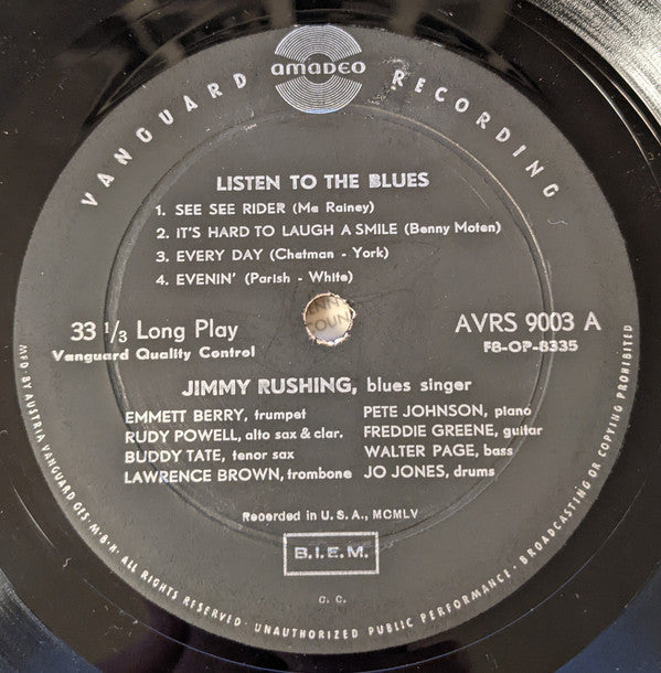 Jimmy Rushing : Listen To The Blues With Jimmy Rushing (LP, Album, RE)