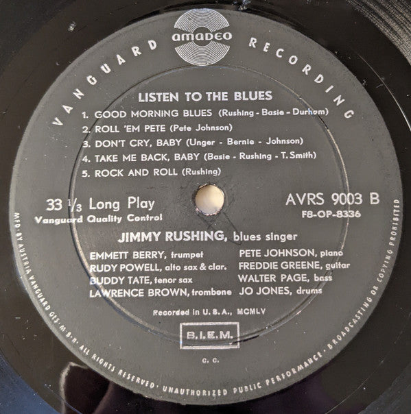 Jimmy Rushing : Listen To The Blues With Jimmy Rushing (LP, Album, RE)
