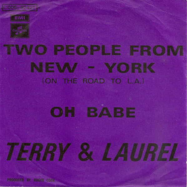 Terry And Laurel : Two People From New York (On The Road To L.A.) (7", Single, Mono)