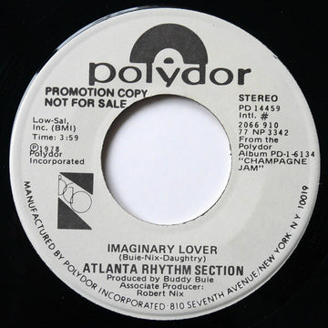 Atlanta Rhythm Section : Imaginary Lover (7", Mono, Promo)