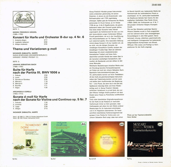 Georg Friedrich Händel • Johann Sebastian Bach • Arcangelo Corelli –  Nicanor Zabaleta, Radio-Symphonie-Orchester Berlin, Ferenc Fricsay : Nicanor Zabaleta • Harfe (LP, Comp)