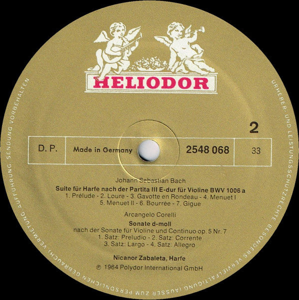 Georg Friedrich Händel • Johann Sebastian Bach • Arcangelo Corelli –  Nicanor Zabaleta, Radio-Symphonie-Orchester Berlin, Ferenc Fricsay : Nicanor Zabaleta • Harfe (LP, Comp)