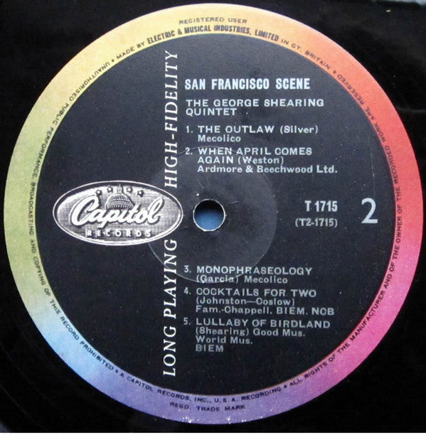 The George Shearing Quintet : San Francisco Scene (LP, Album, Mono)