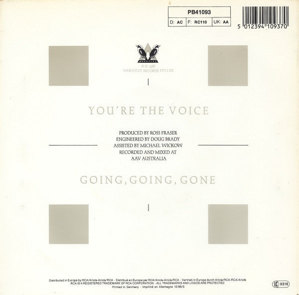 John Farnham : You're The Voice (7", Single)