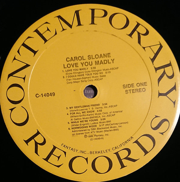 Carol Sloane : Love You Madly (LP, Album)