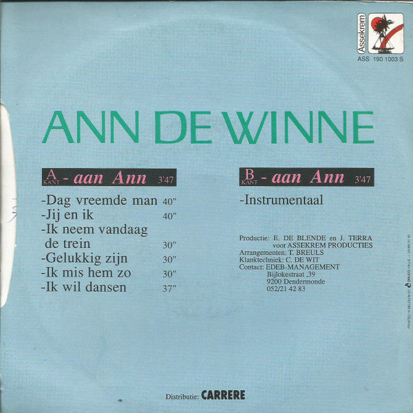 Ann De Winne : Aan Ann (7", Single)