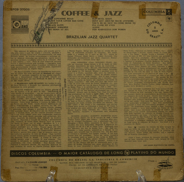 Brazilian Jazz Quartet : Coffee And Jazz (LP, Album, Mono)