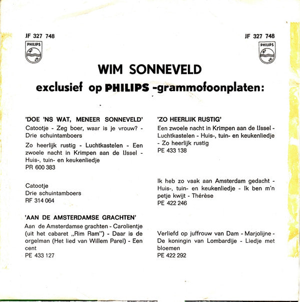Wim Sonneveld : Aan De Amsterdamse Grachten (7", Single, Mono, RE)