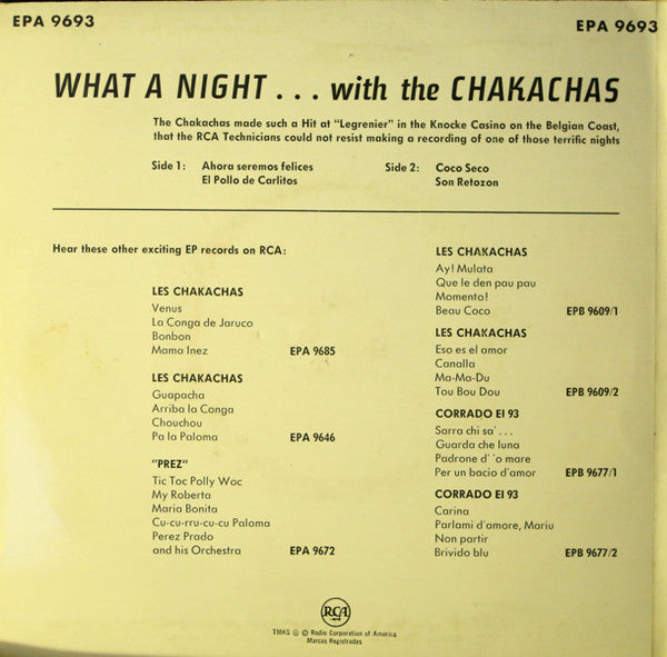 Chakachas : What A Night ... With The Chakachas (7", EP, Mono)