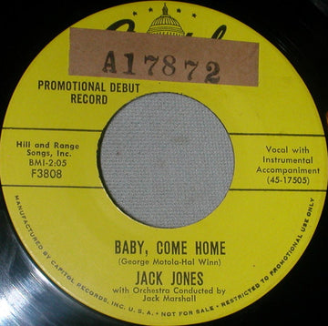 Jack Jones : Baby, Come Home / Good Luck, Good Buddy (7", Promo)