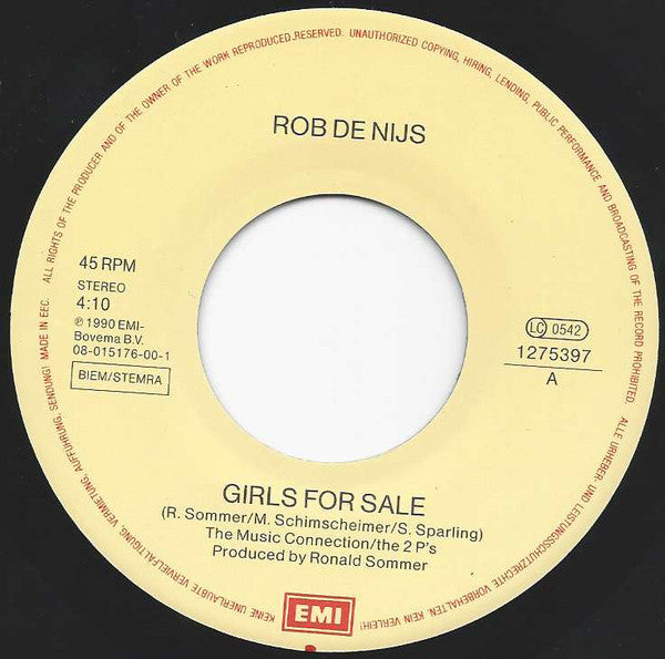 Rob de Nijs : Girls For Sale (7", Single)