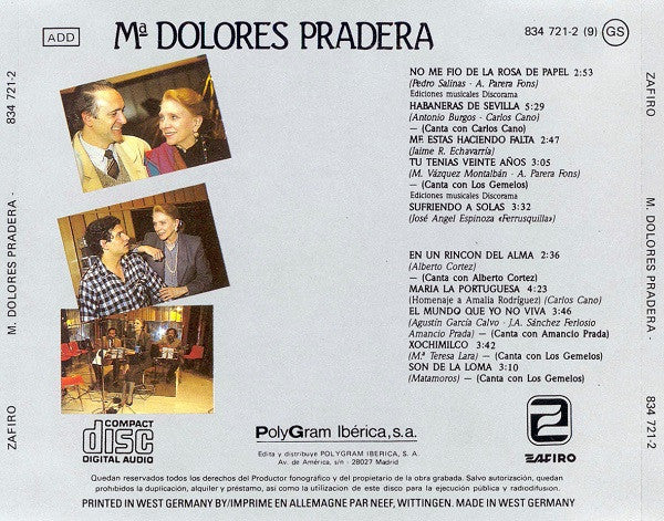 Maria Dolores Pradera : A Mis Amigos (CD, Album)