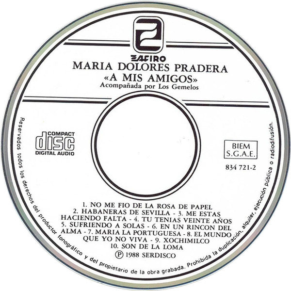 Maria Dolores Pradera : A Mis Amigos (CD, Album)