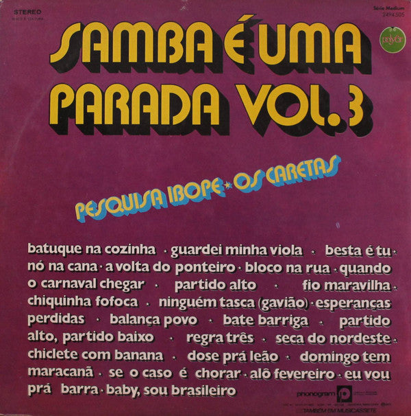 Os Caretas : Samba É Uma Parada Vol. 3 (LP)