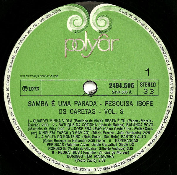 Os Caretas : Samba É Uma Parada Vol. 3 (LP)