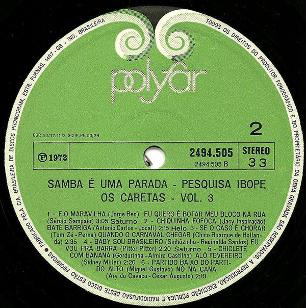Os Caretas : Samba É Uma Parada Vol. 3 (LP)
