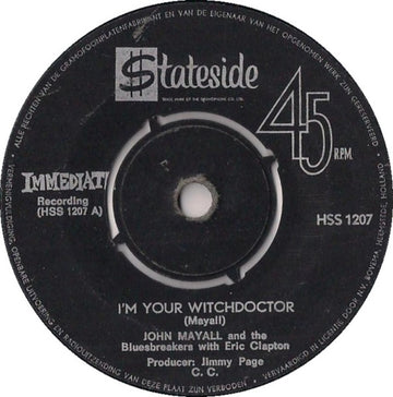 John Mayall And The Bluesbreakers* : I'm Your Witchdoctor (7", Single)
